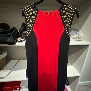 MICHAEL Michael Kors Vibrant Red Dress with Gold Accents